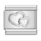 Silver twin hearts-y050 / 1cm