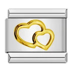 Golden twin hearts-y590 / 1cm