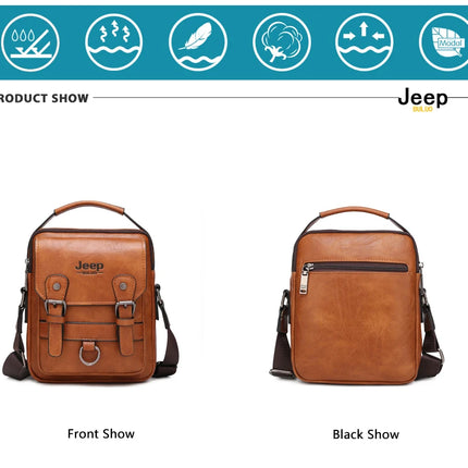 JEEP BULUO Multi-function Business Handbags Men New Man's Shoulder Bag Large Capacity Leather Messenger Bag Crossbody Big Brand