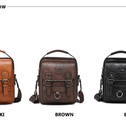 JEEP BULUO Multi-function Business Handbags Men New Man's Shoulder Bag Large Capacity Leather Messenger Bag Crossbody Big Brand