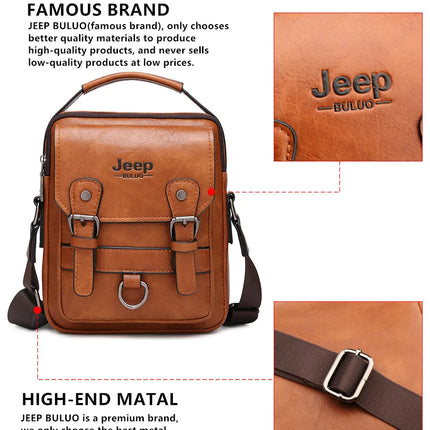 JEEP BULUO Multi-function Business Handbags Men New Man's Shoulder Bag Large Capacity Leather Messenger Bag Crossbody Big Brand