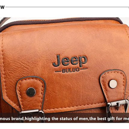 JEEP BULUO Multi-function Business Handbags Men New Man's Shoulder Bag Large Capacity Leather Messenger Bag Crossbody Big Brand