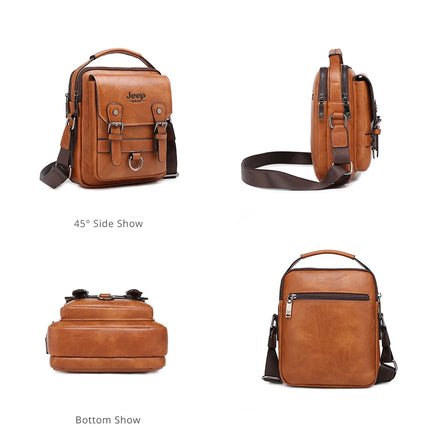 JEEP BULUO Multi-function Business Handbags Men New Man's Shoulder Bag Large Capacity Leather Messenger Bag Crossbody Big Brand